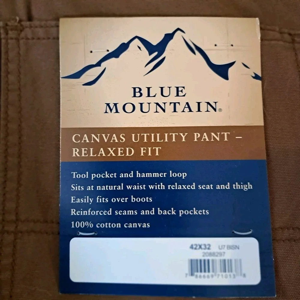 NWT Blue Mountain Canvas Utility Pants Mens Relaxed42x32 Tan Normcore Gorpcore
